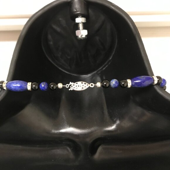 LAPIS Lazuli Teardrop Necklace Genuine Gemstones 20 inches + matching earrings - Picture 7 of 11